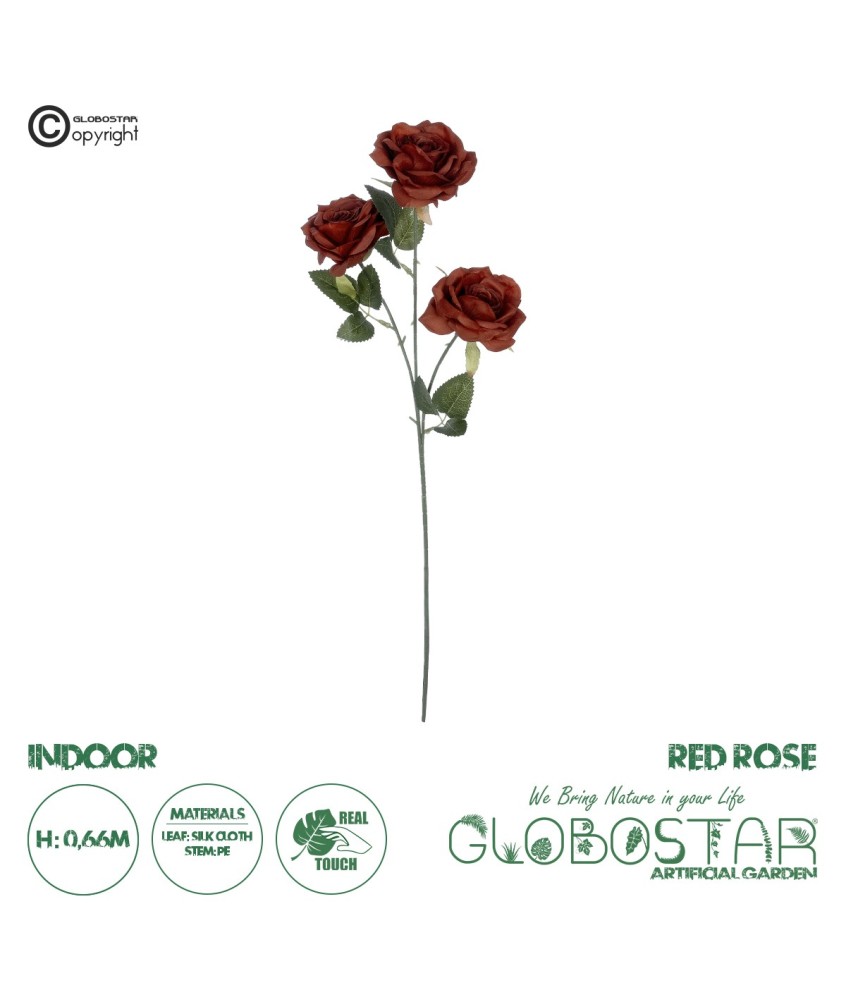 GloboStar® Artificial Garden RED CLIMBING ROSE BRANCH 21196 Τεχνητό Διακοσμητικό Κλαδί Τριαντάφυλλο Κόκκινο Y66cm